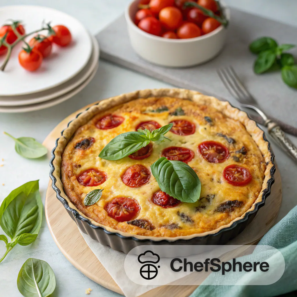 Crustless Cherry Tomato Basil Quiche Bake