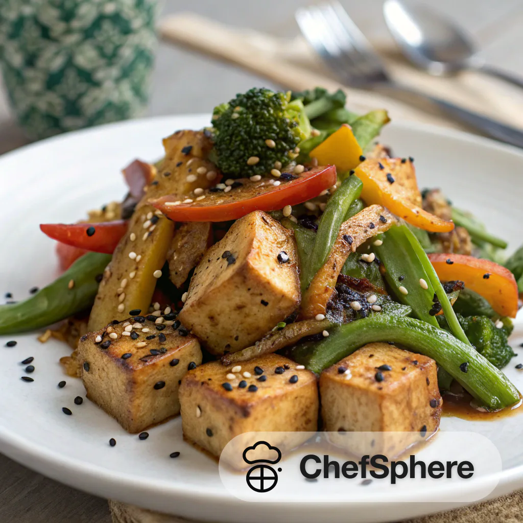 Sesame Tofu Stir-Fry with Marinated Veggies