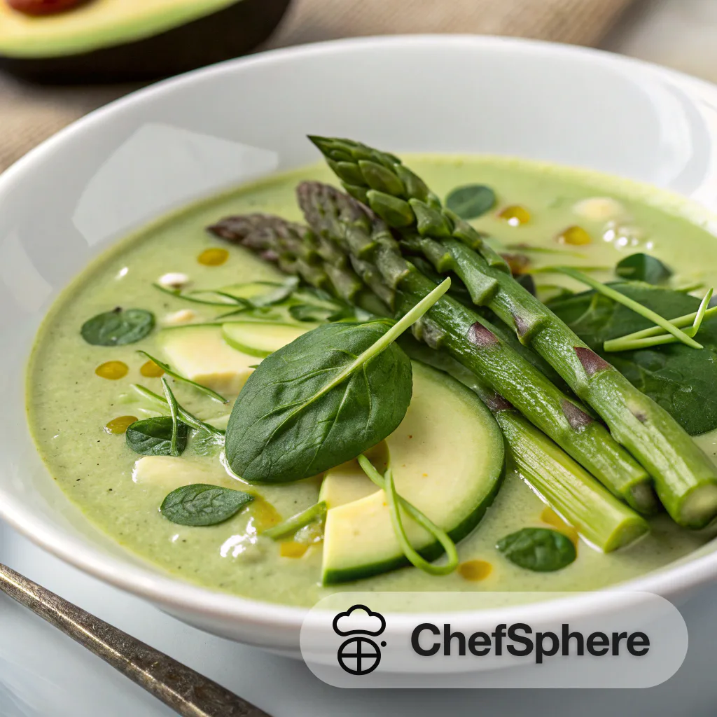 Chilled Asparagus Spinach Avocado Soup