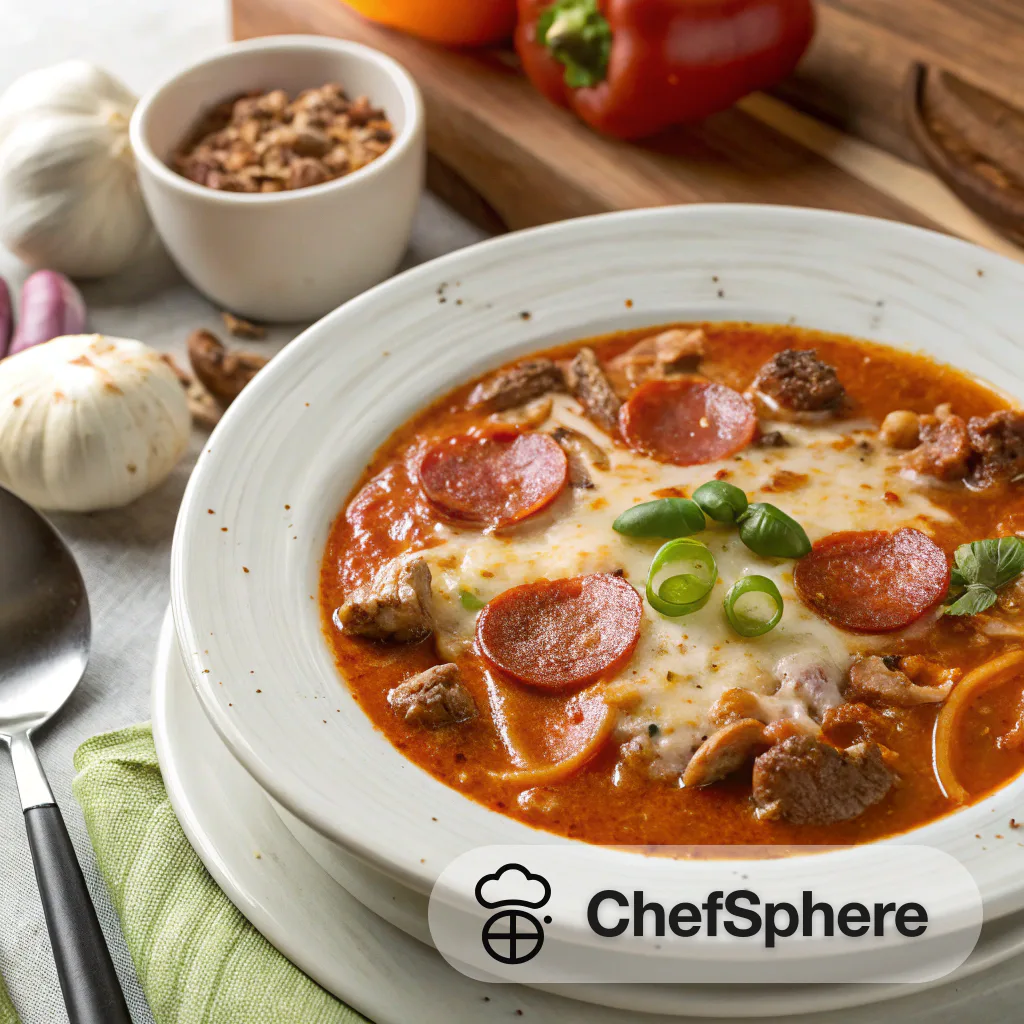 Cheesy Pepperoni Pizza Soup