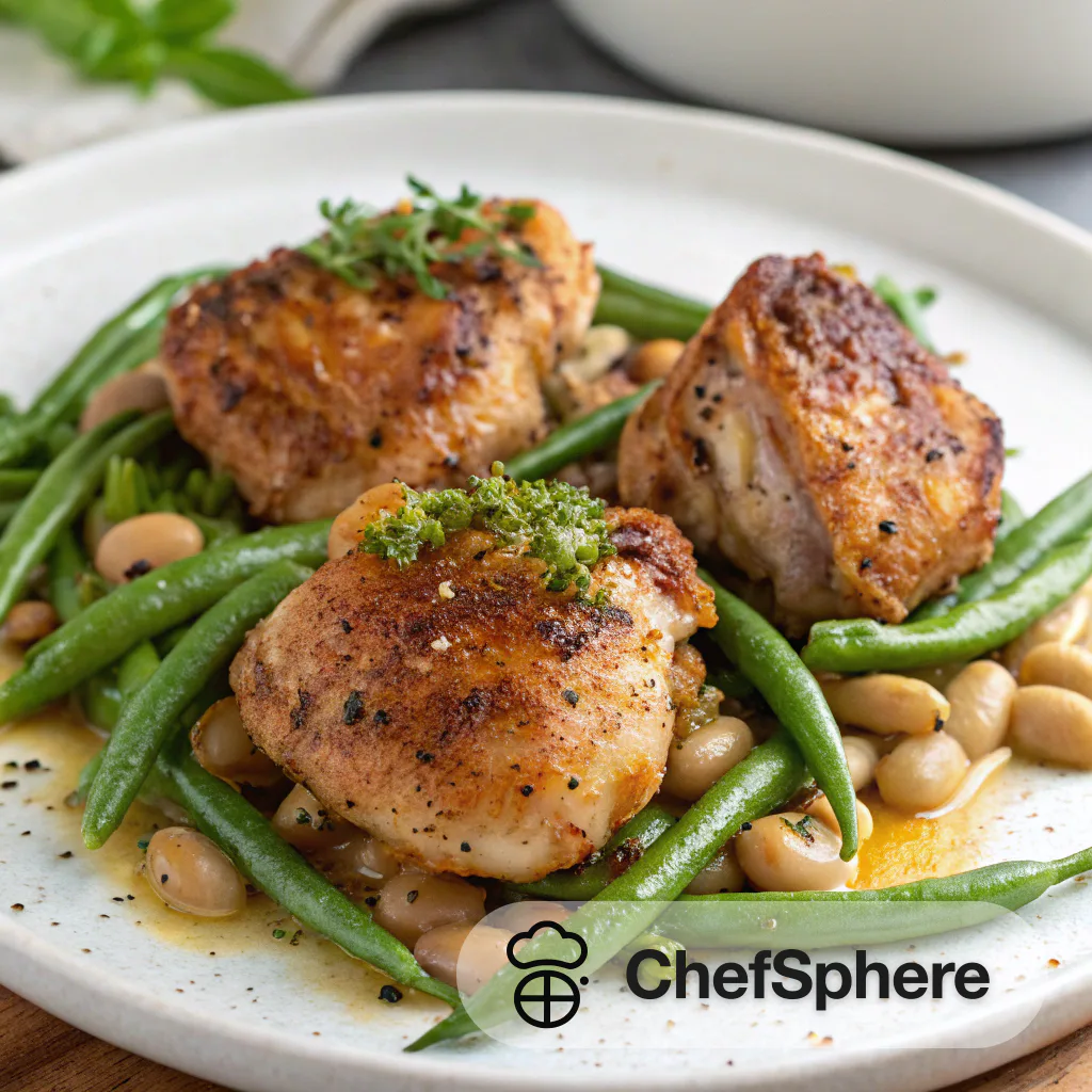 Crispy Chicken Thighs with Tangy Beans