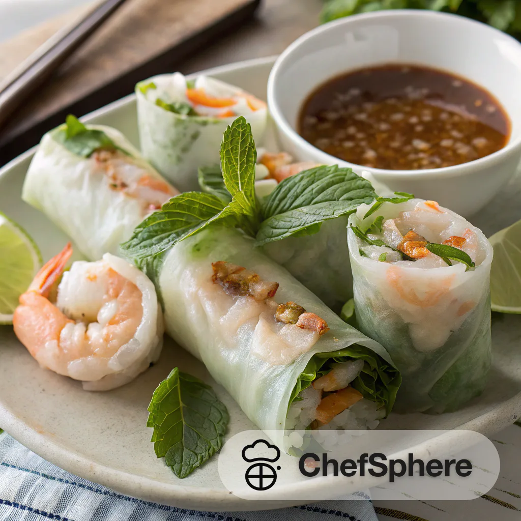 Shrimp Herb Spring Rolls with Sauce