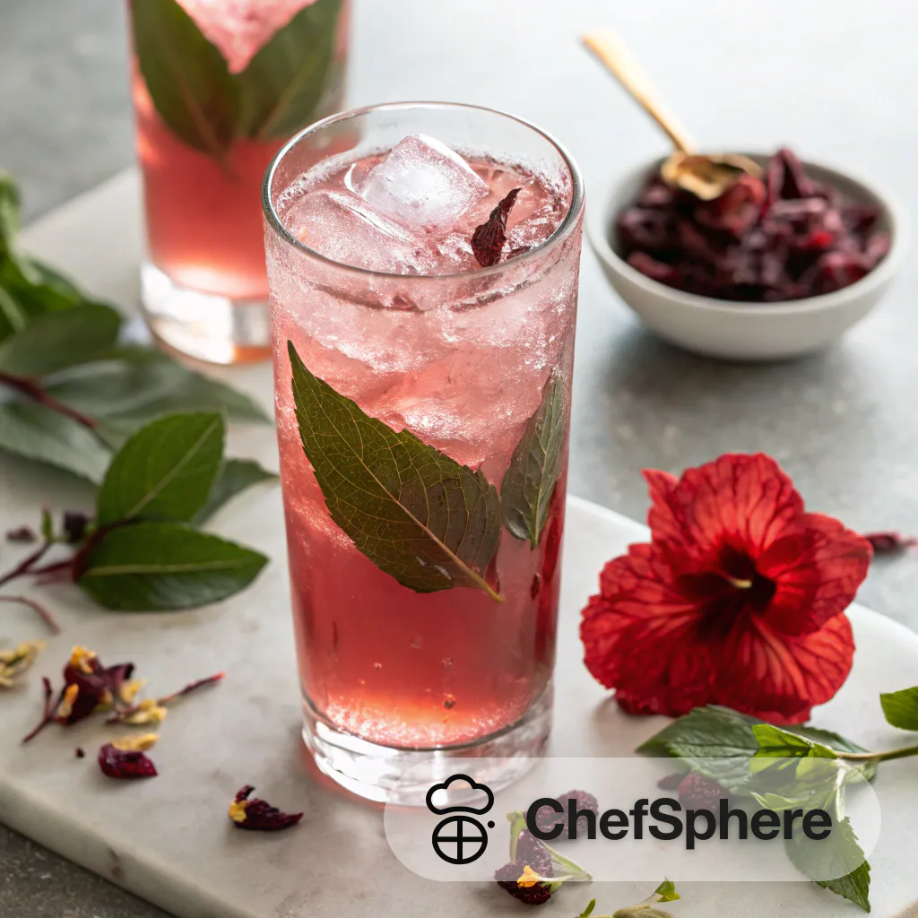 Elegant Hibiscus Sparkling Summer Mocktail