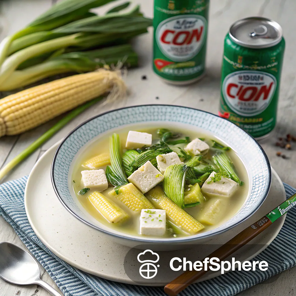 Silken Tofu with Baby Corn Soup