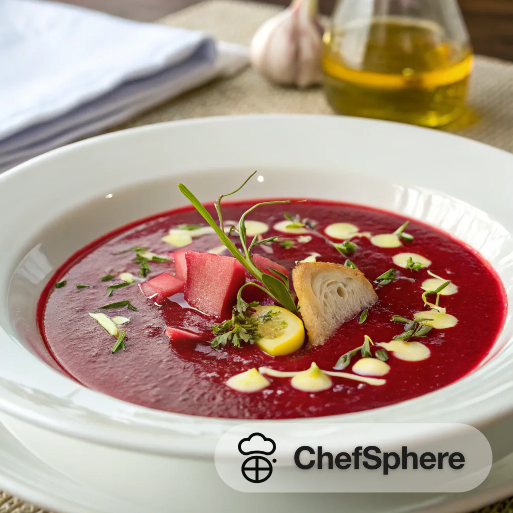 Beet Rhubarb Soup with Ginger Zing