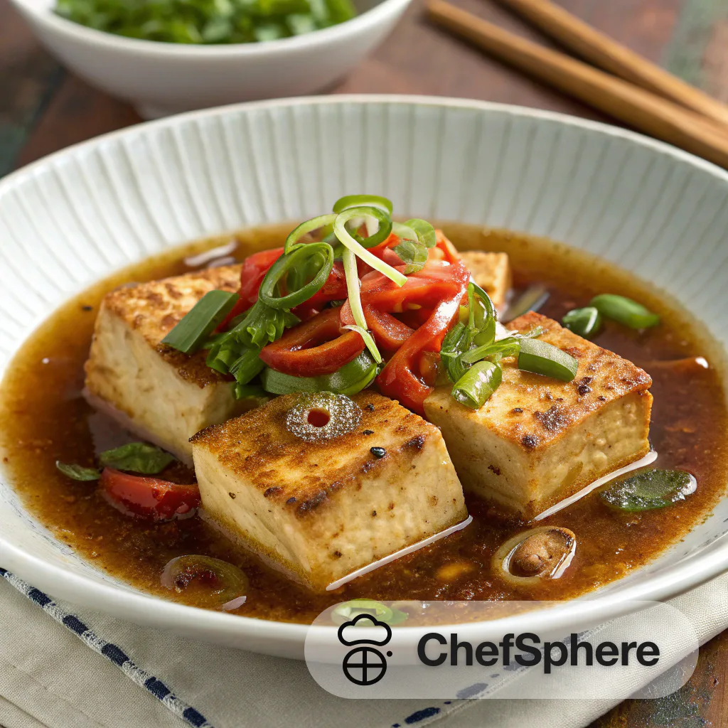 Savory Baked Tofu in Flavorful Broth