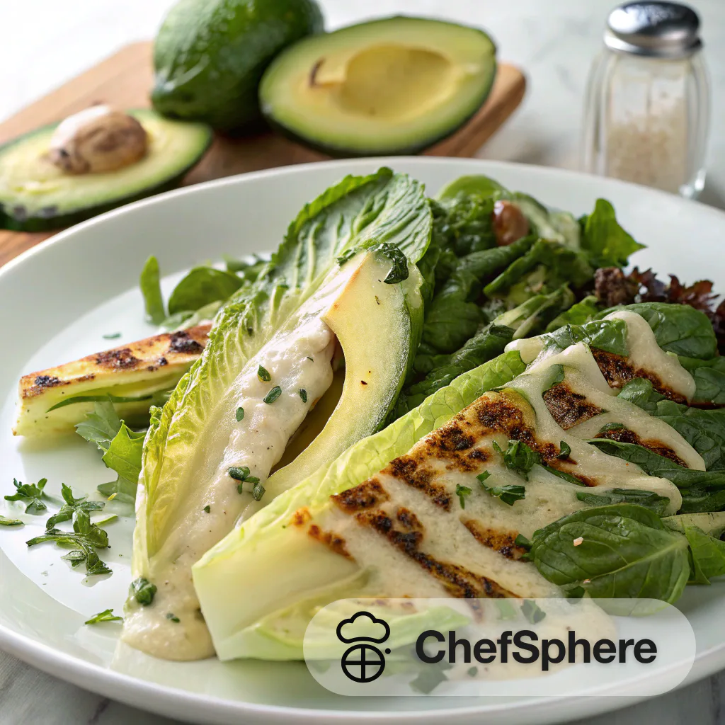 Creamy Grilled Greens with Avocado Slices