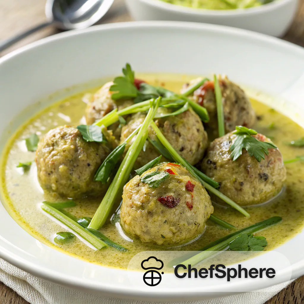 Ginger-Scallion Meatballs in Green Curry