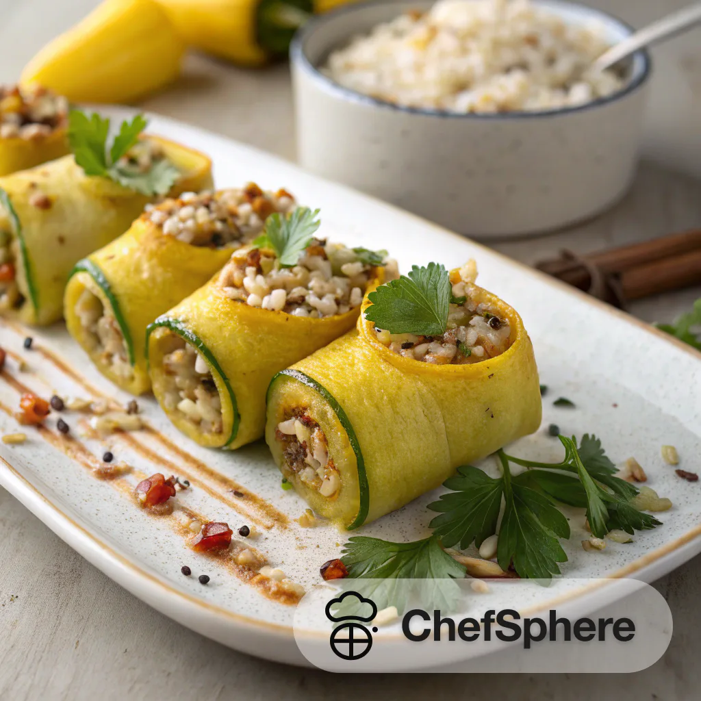 Lebanese Spiced Stuffed Zucchini Rolls