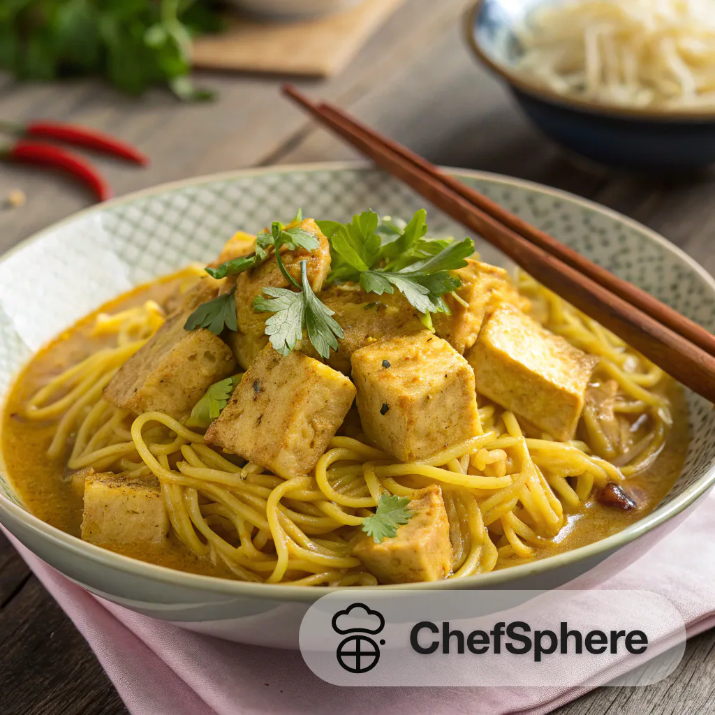 Singaporean Tofu Yellow Curry Noodles