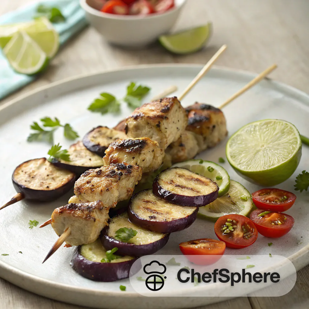 Ginger-Coconut Chicken Skewers with Eggplant