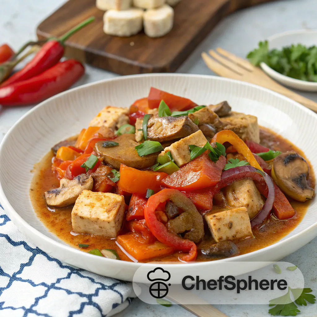 Savory Tofu with Bell Peppers Stew