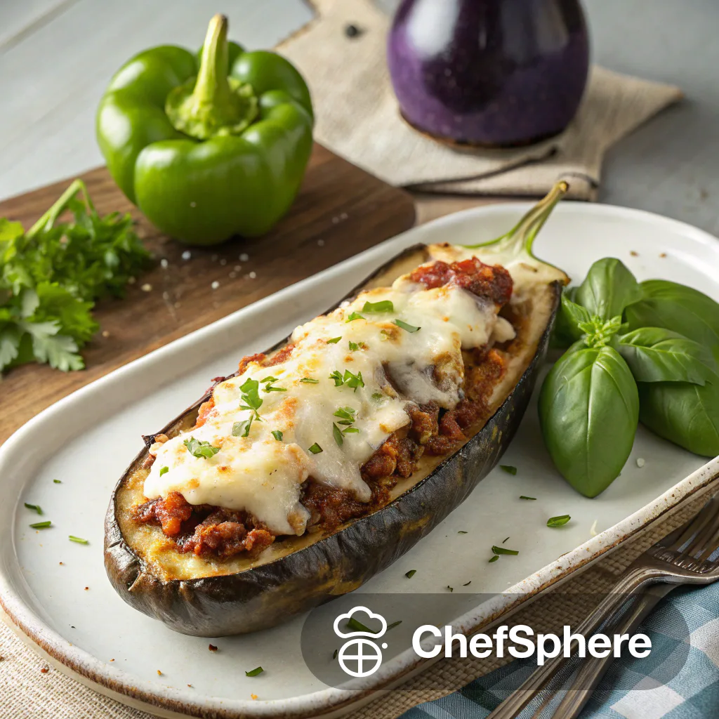 Cheesy Stuffed Eggplant with Melted Cheese