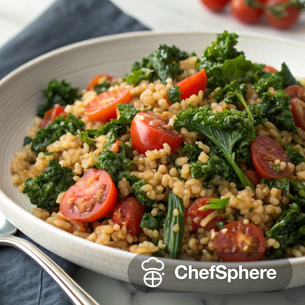 Kale Tomato Bulgur Pilaf Recipe