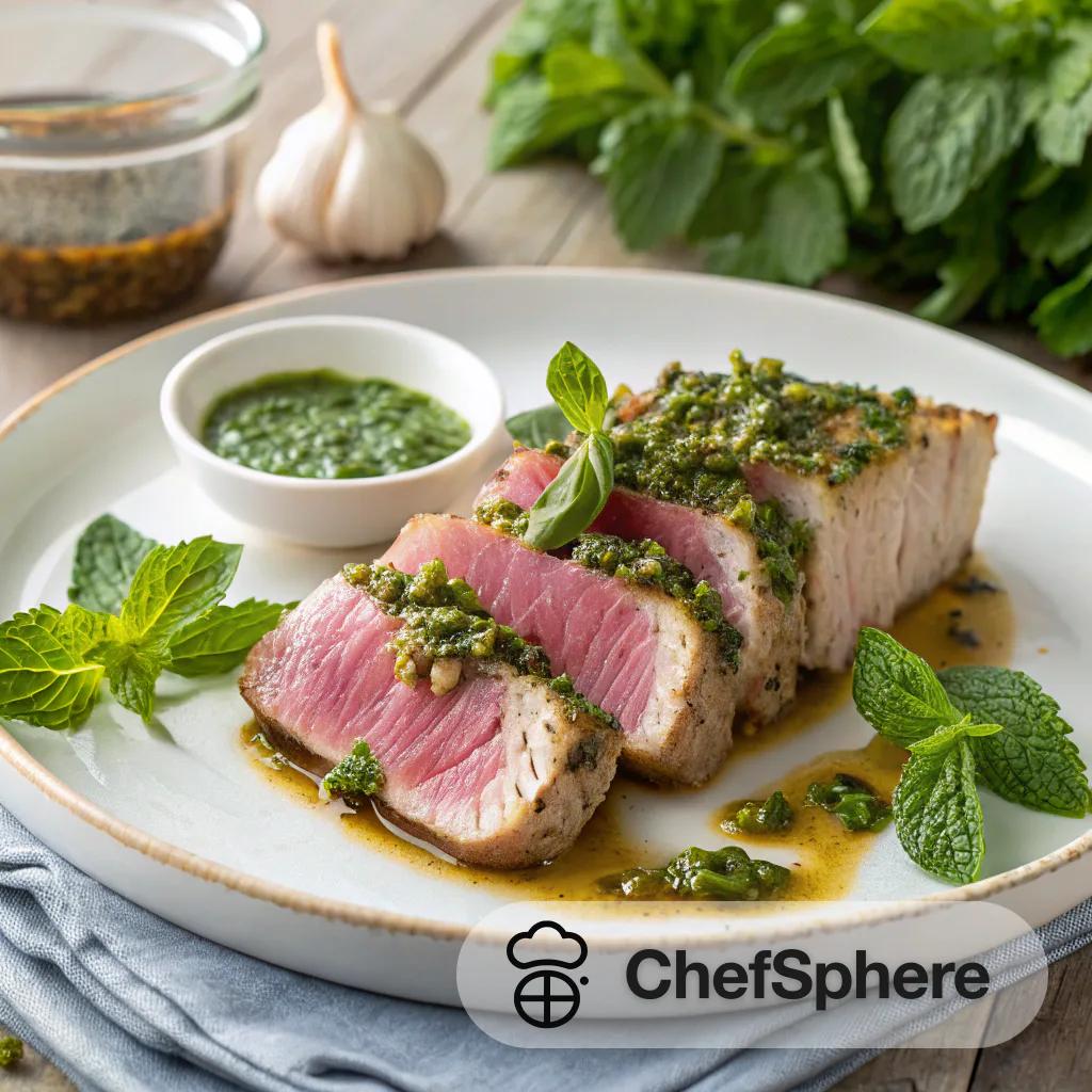 Mint Herb Seared Tuna with Sauce