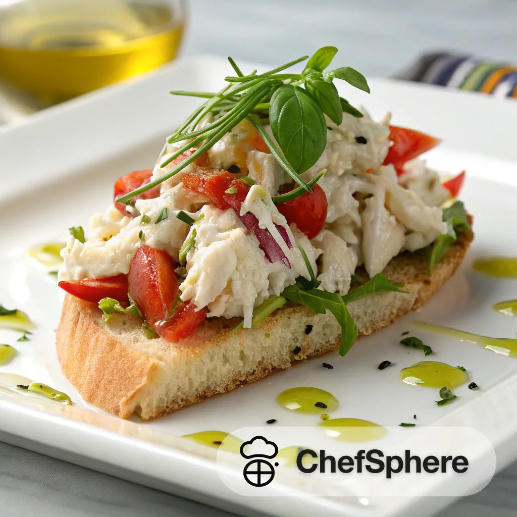 Crab Salad on Crunchy Bread Drizzle