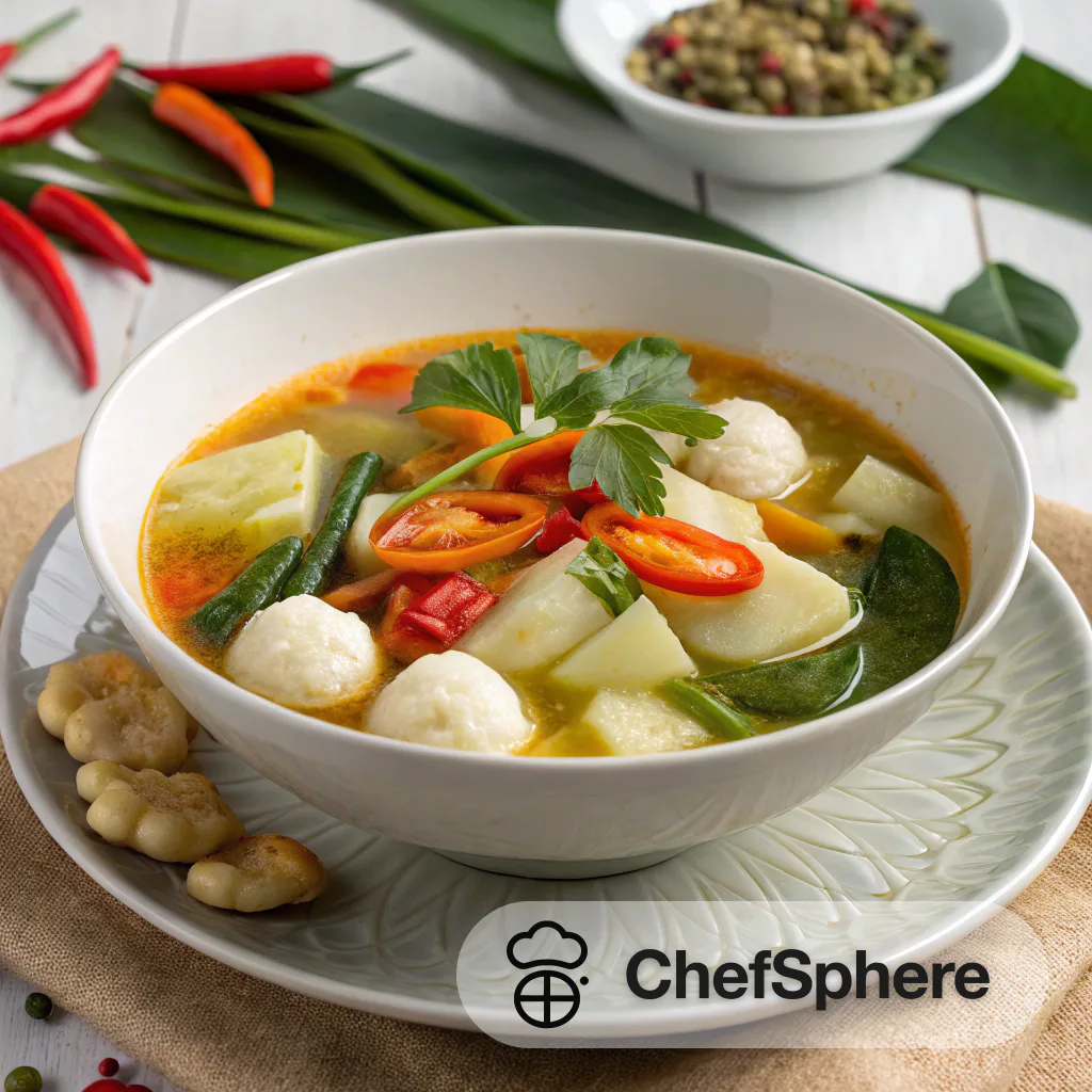 Indonesian Rice Cake Veggie Soup