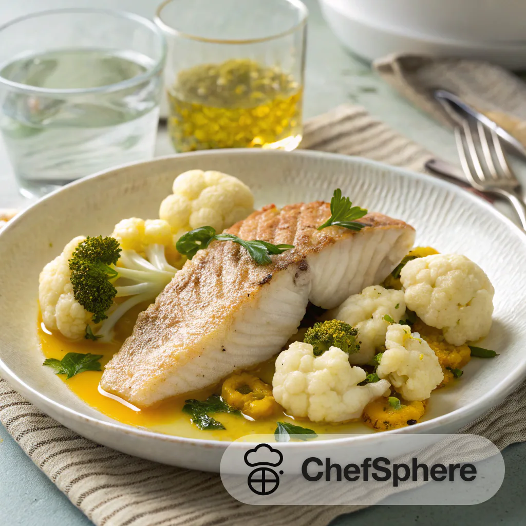Saffron Fish with Steamed Cauliflower
