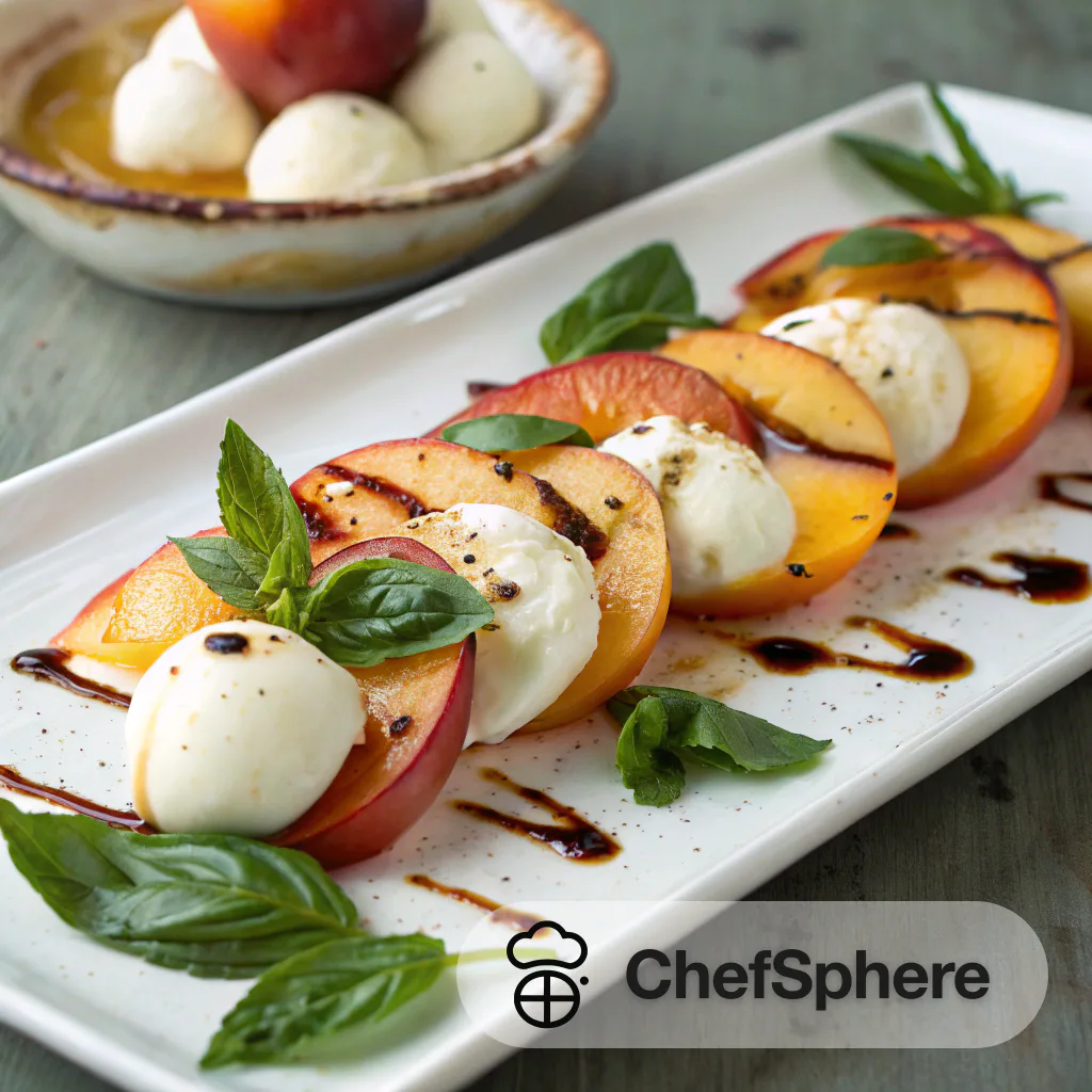 Peach Mozzarella Caprese with Basil Drizzle