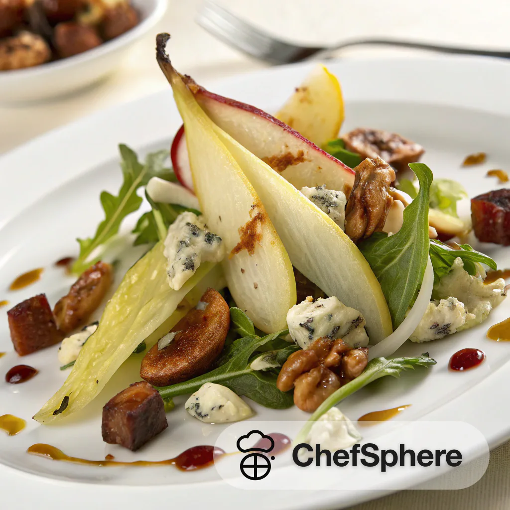 Crispy Chestnut, Pear, Stilton Chicory Salad