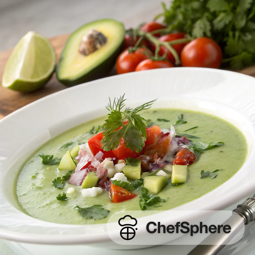 Chilled Avocado Veggie Herb Soup