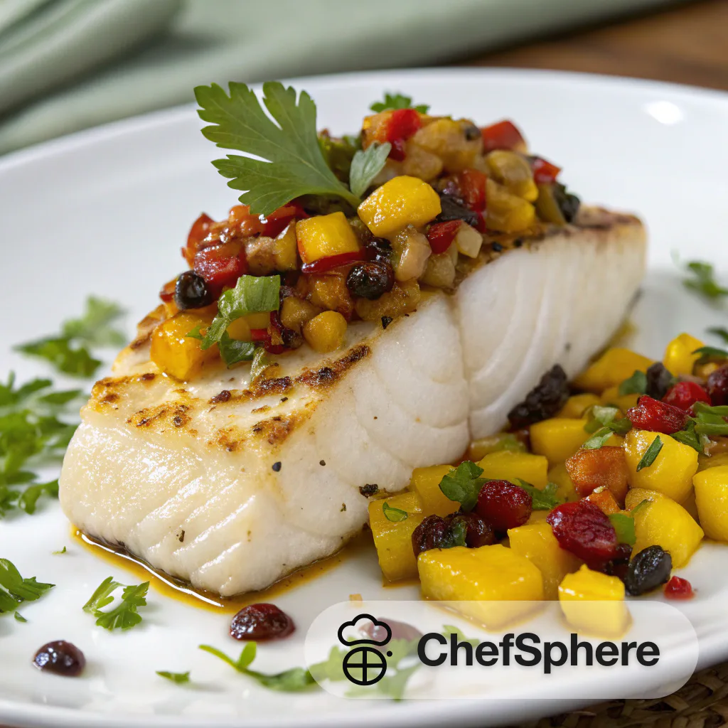 Moroccan Halibut with Mango Relish