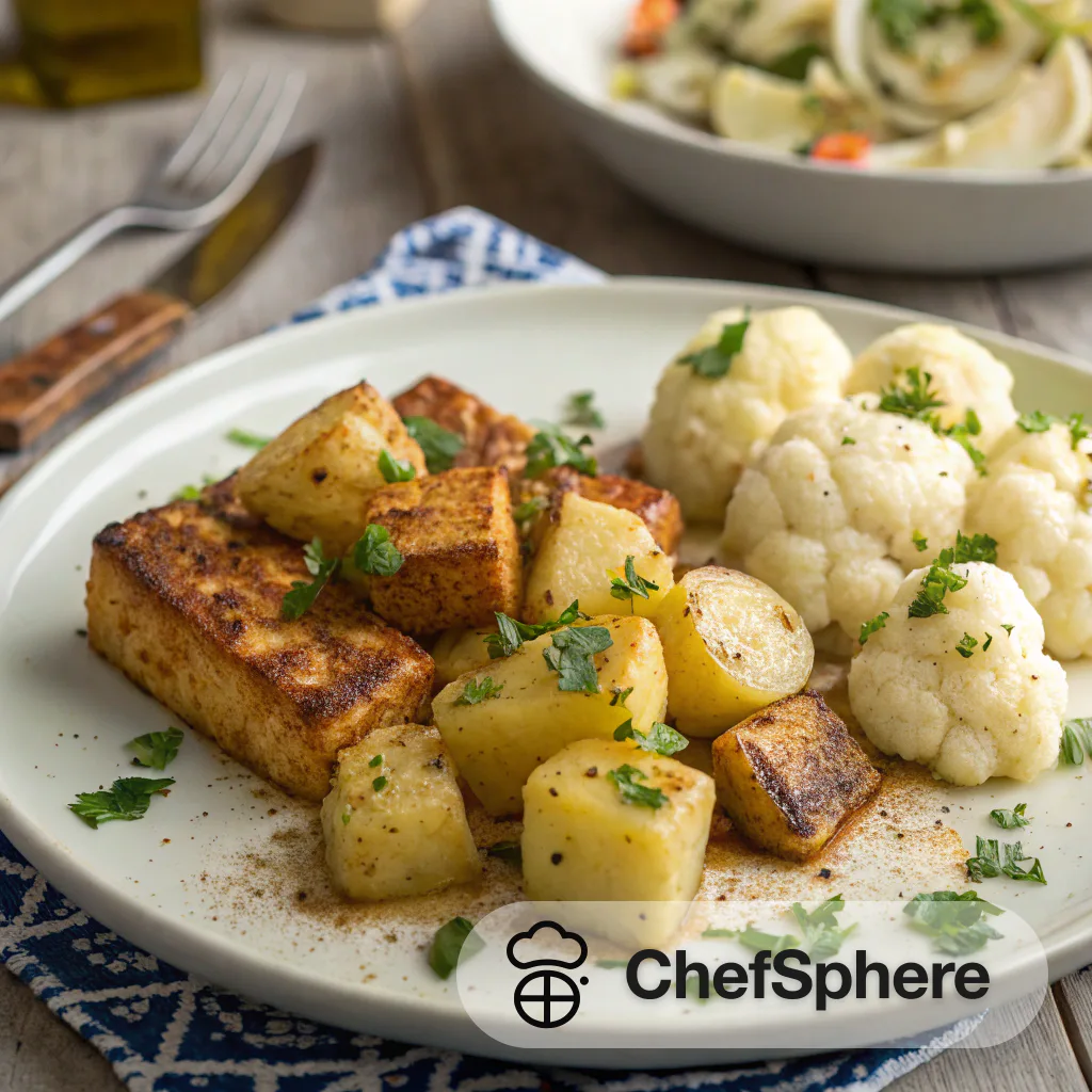 Spiced Tofu with Cauliflower and Potatoes