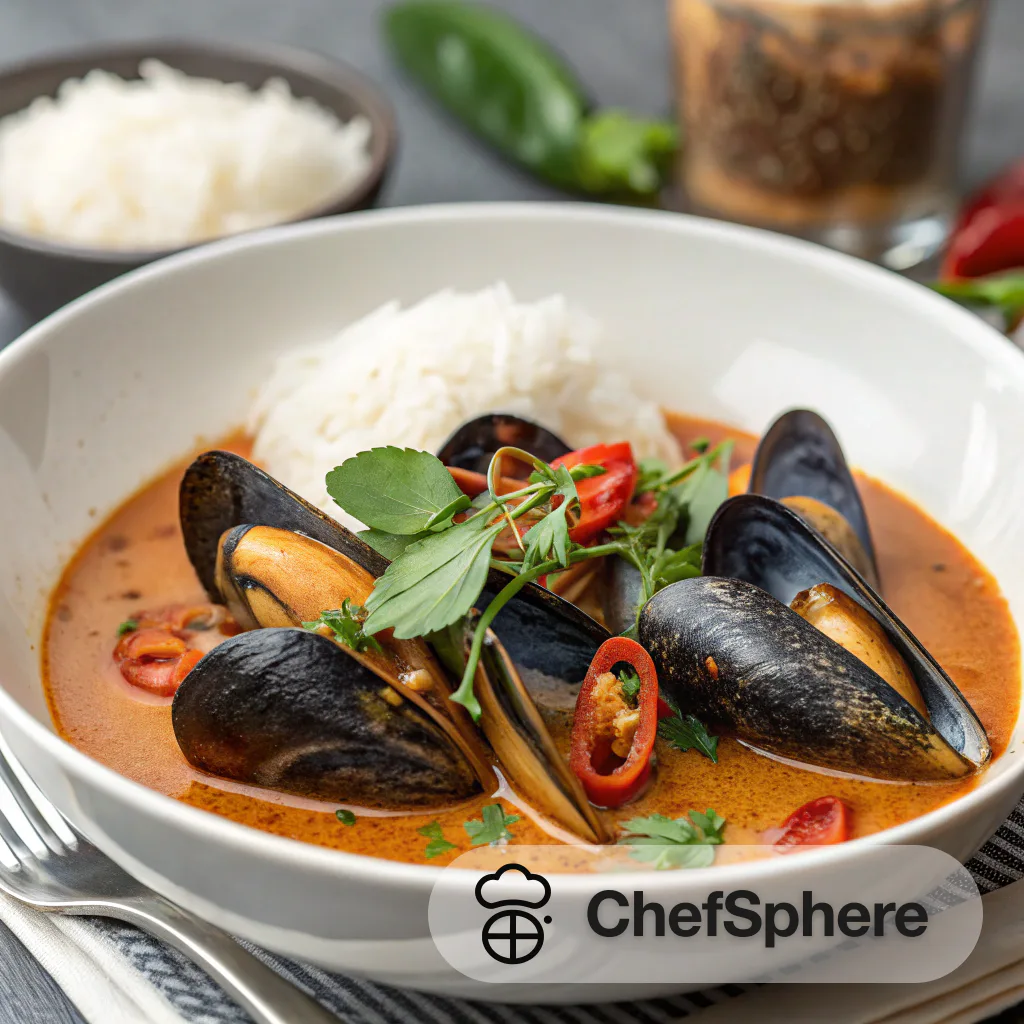 Spicy Red Curry Mussels Dish
