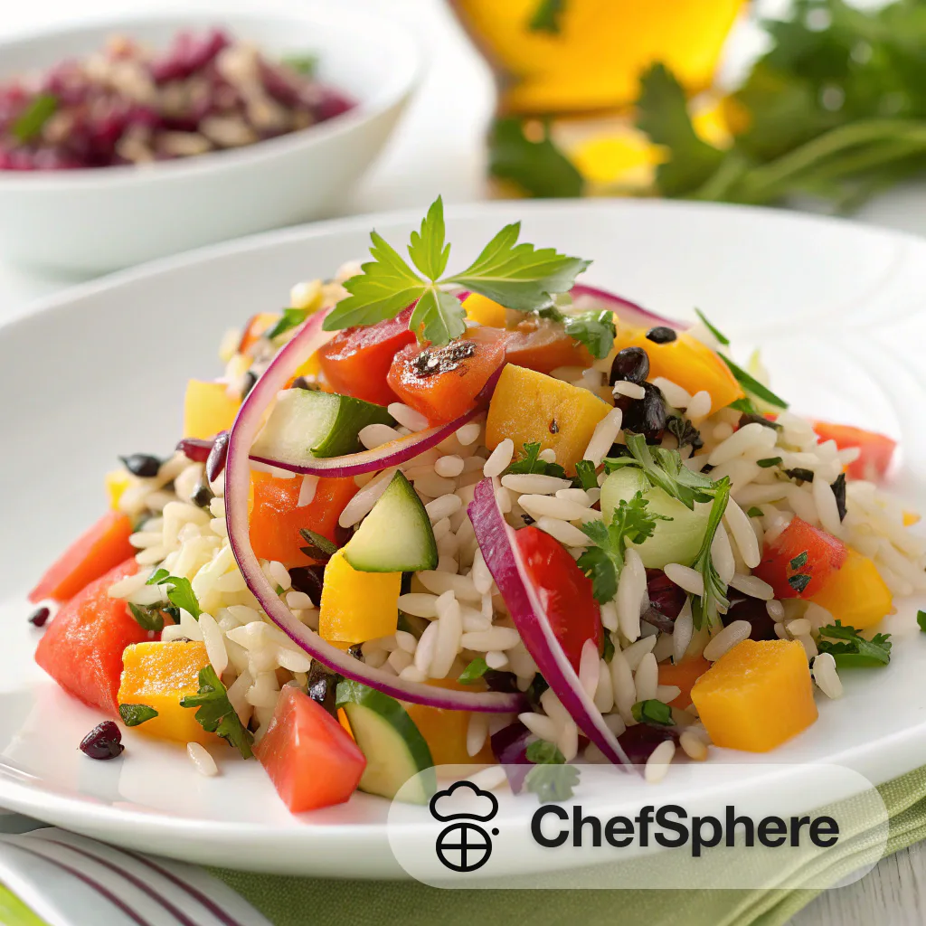 Vibrant Vegetable Rice Salad with Vinaigrette