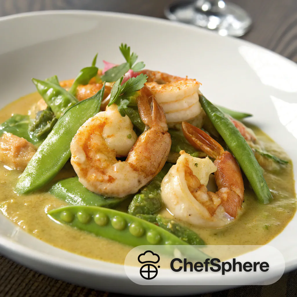 Curry Shrimp with Snow Peas Cream