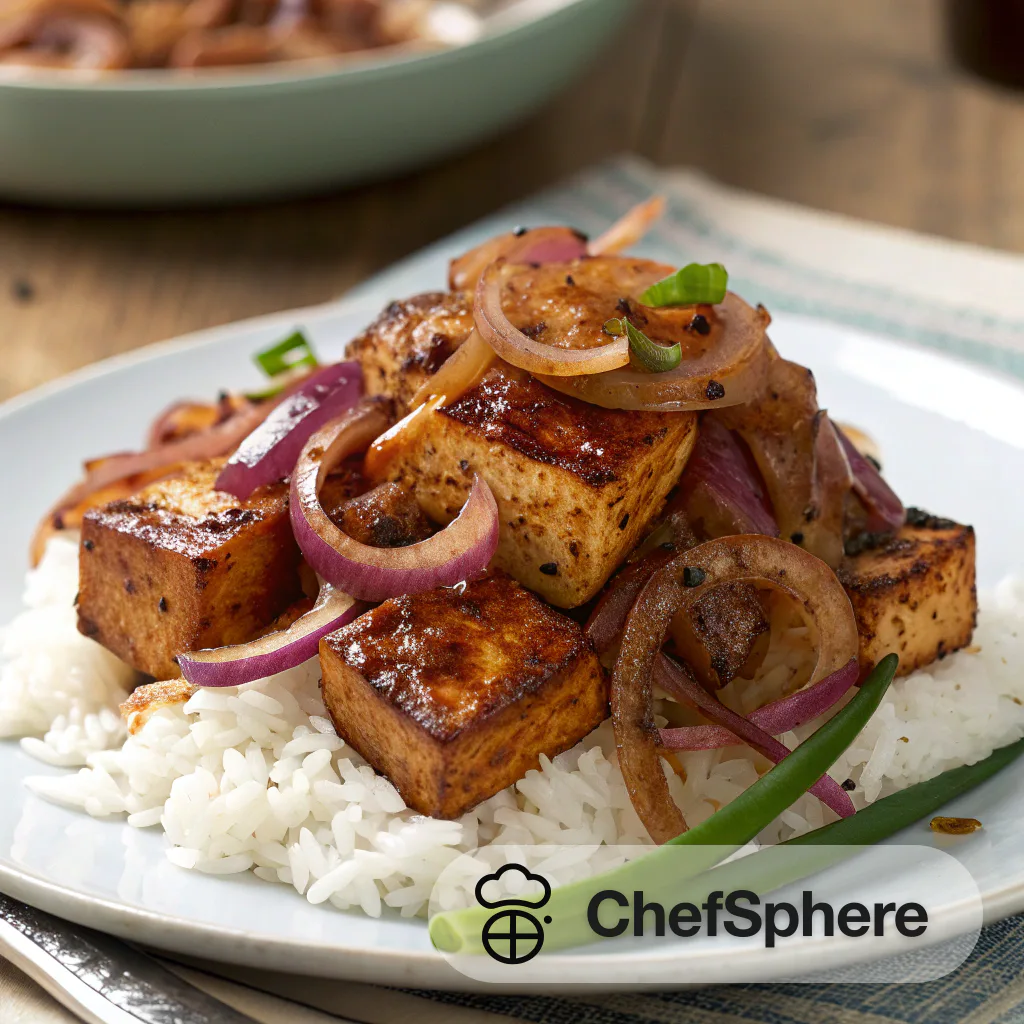Barbecue Tofu and Onion Stir-Fry