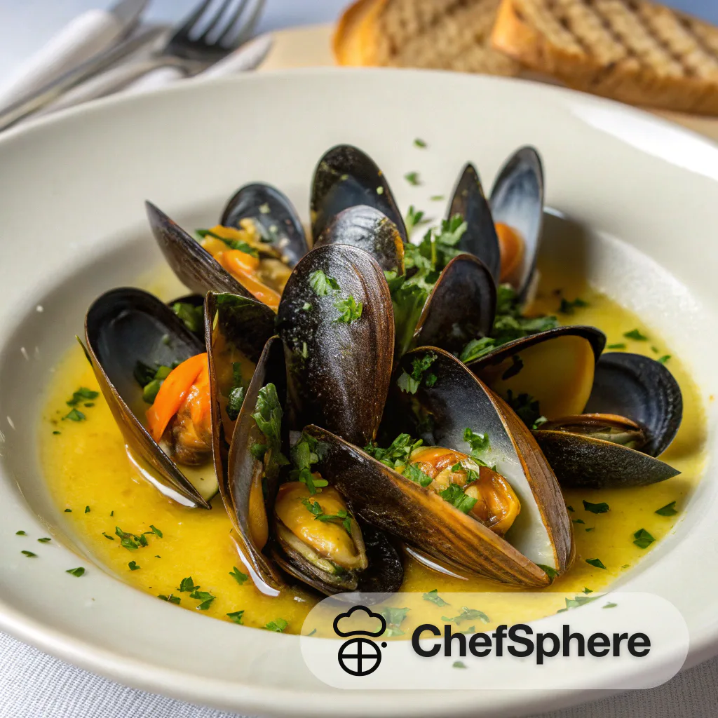 Saffron Mussels in Sherry Sauce