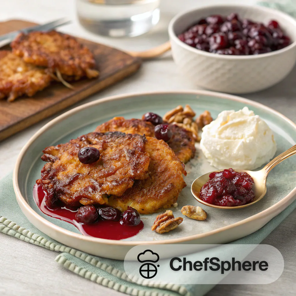 Walnut Cherry Latkes with Fruit Sauce