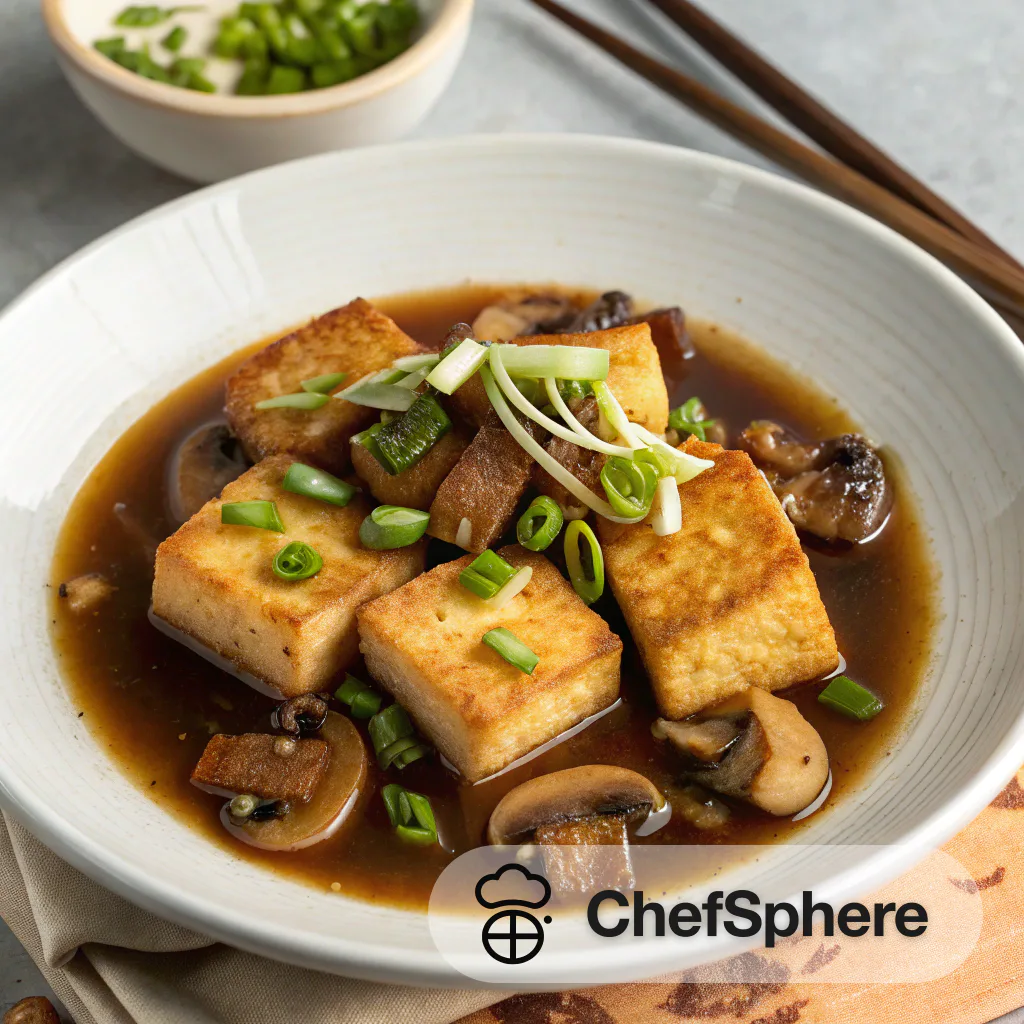 Crispy Tofu in Mushroom Broth Simmer