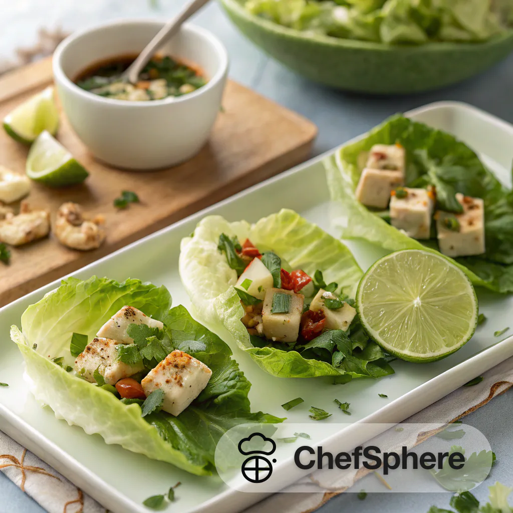 Lime Tofu Lettuce Wraps with Herbs
