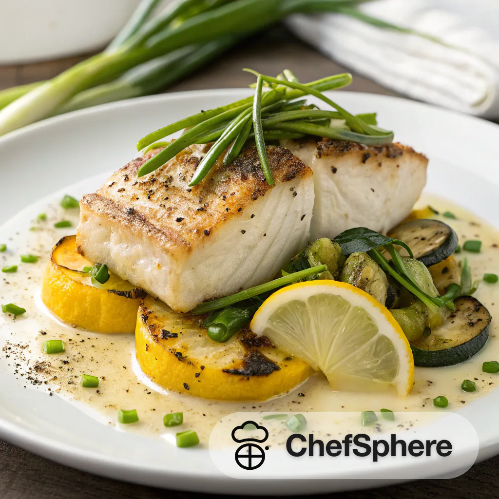 Lemon-Butter Halibut with Spring Onion