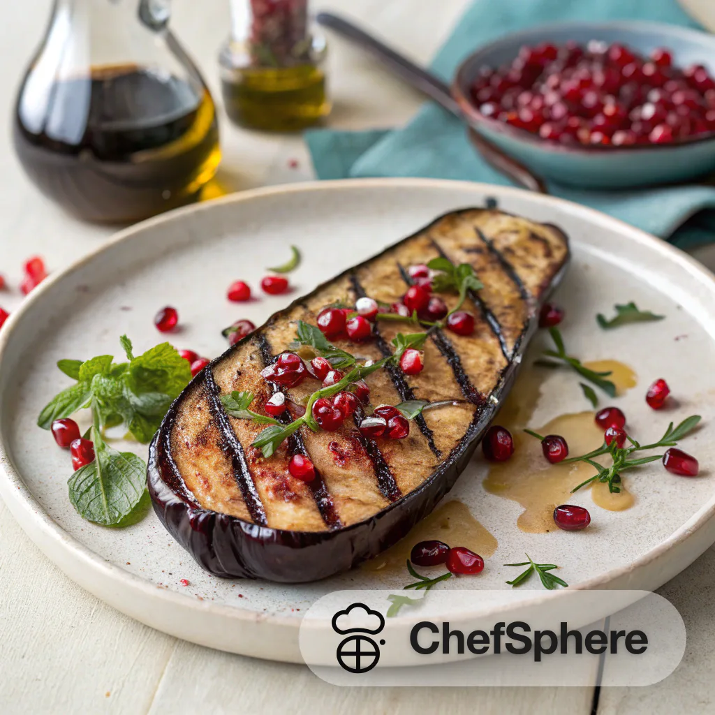 Grilled Eggplant in Pomegranate Glaze