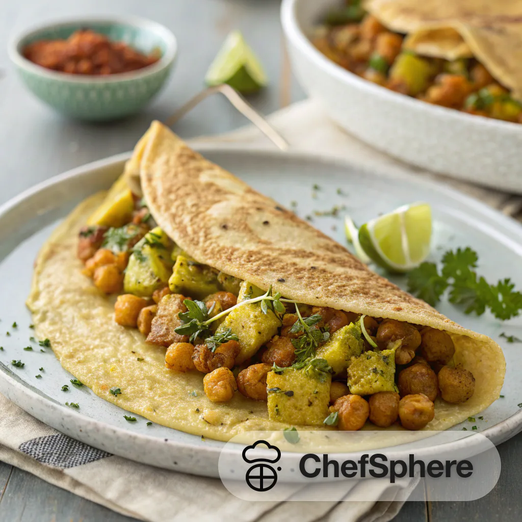Spiced Potato Chickpea Semolina Crepes