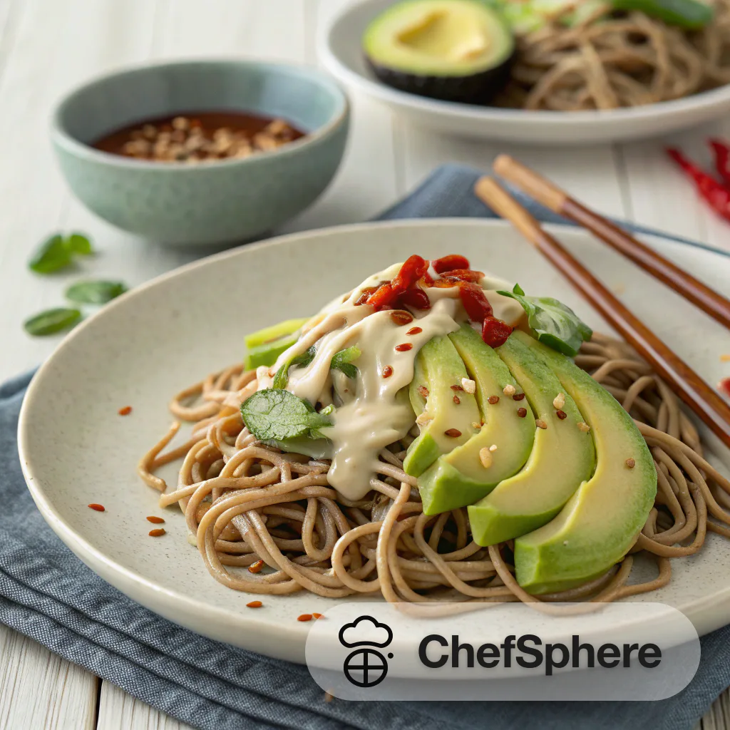 Avocado Tahini Soba Noodles with Creamy