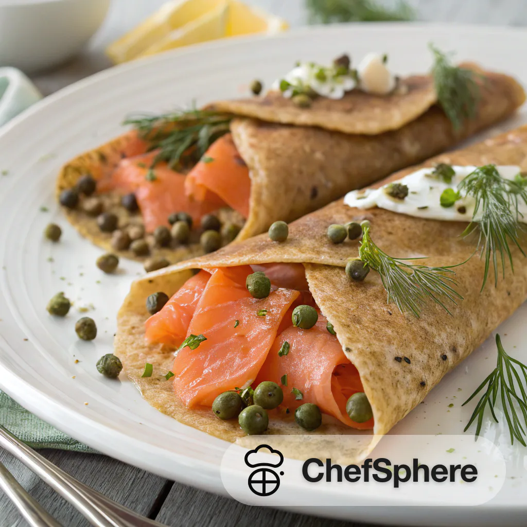 Salmon Buckwheat Crepes with Capers &