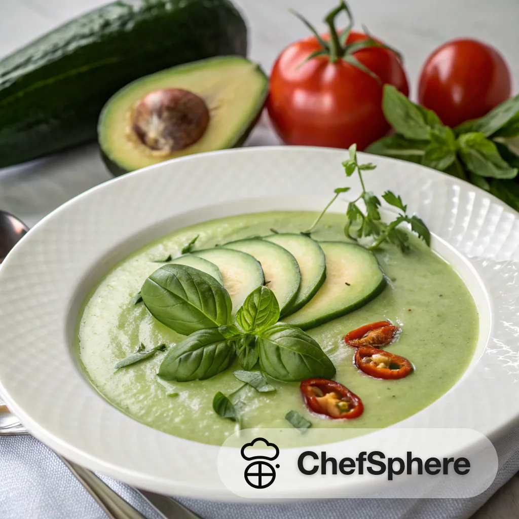 Chilled Avocado Herb and Cucumber Soup