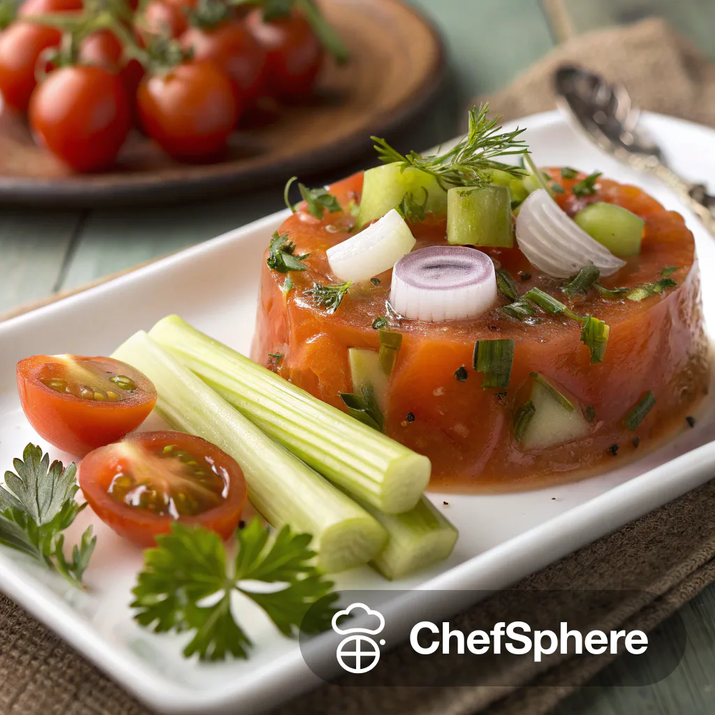 Chilled Tomato Veggie Herb Gelatin