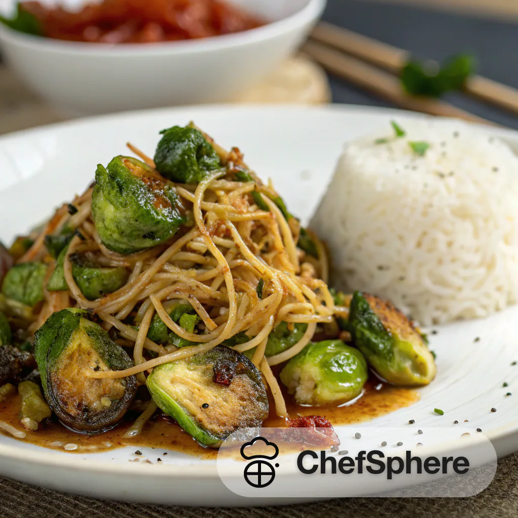 Crispy Brussels Sprouts with Tangy Noodles