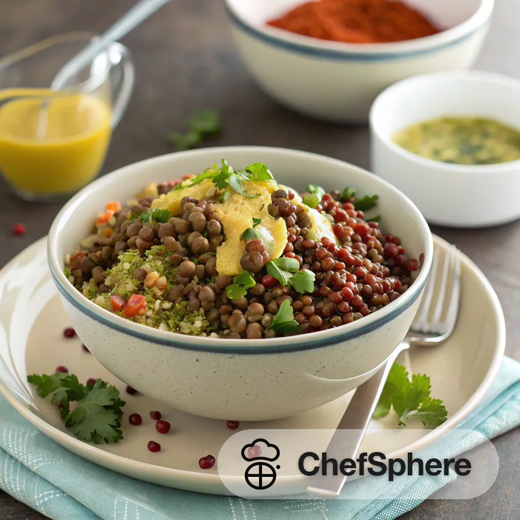 Tangy Mustard Lentil Quinoa Bowl
