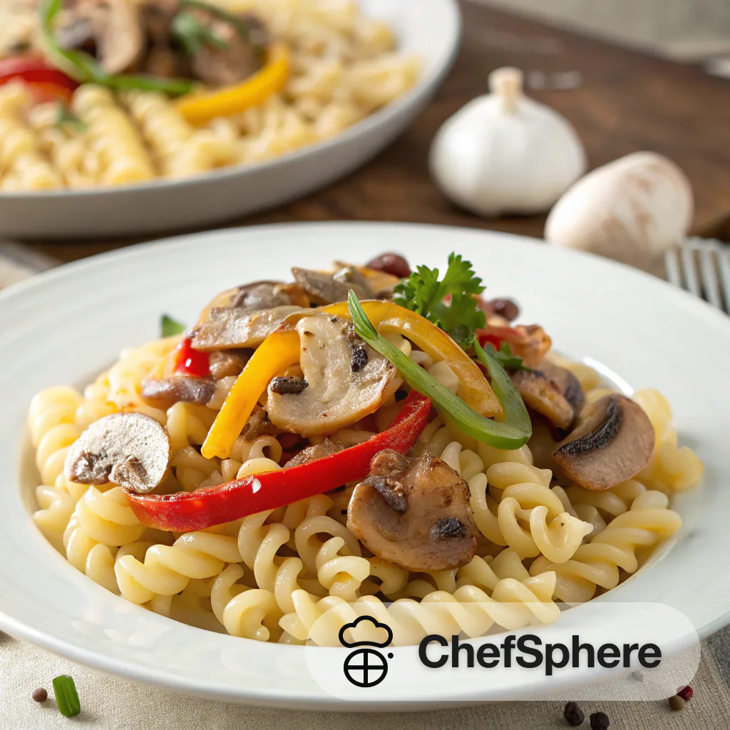 Mushroom and Pepper Pasta Stir-Fry
