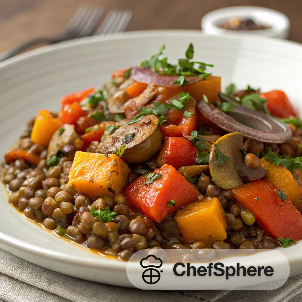 Savory Braised Lentils with Veggies