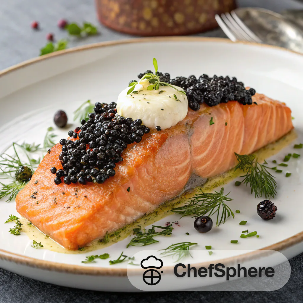 Luxurious Caviar-Topped Baked Salmon