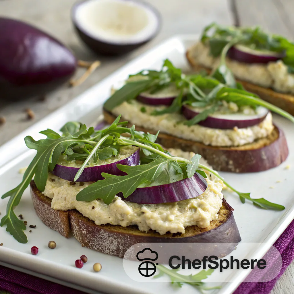Eggplant Hummus Arugula Tartines Recipe