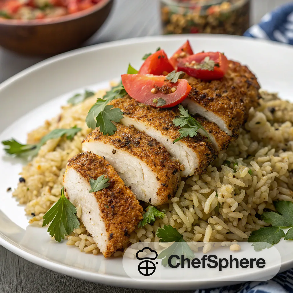 Zaatar Rice with Crispy Chicken Tenders