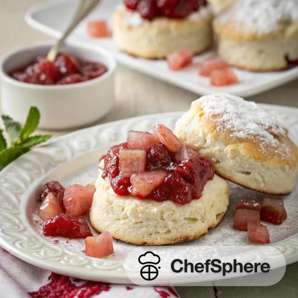Fluffy Scones with Rhubarb Compote